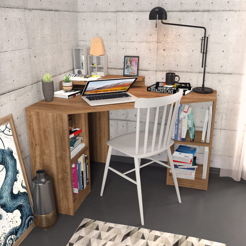 Bureau d'étude moderne - couleur noyer, 47,2 po x 35,4 po x 30,2 po | 100% panneau de particules enduit de mélamine, épaisseur: 0,7 pouce | Conception élégante et fonctionnelle pour le bureau à domicile, solution de travail durable et élégante