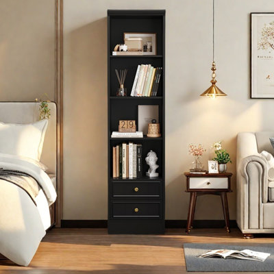 French style black high appearance level bookcase