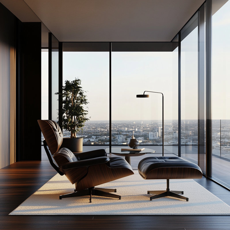 Fauteuil d'appoint rembourré en cuir avec repose-pieds