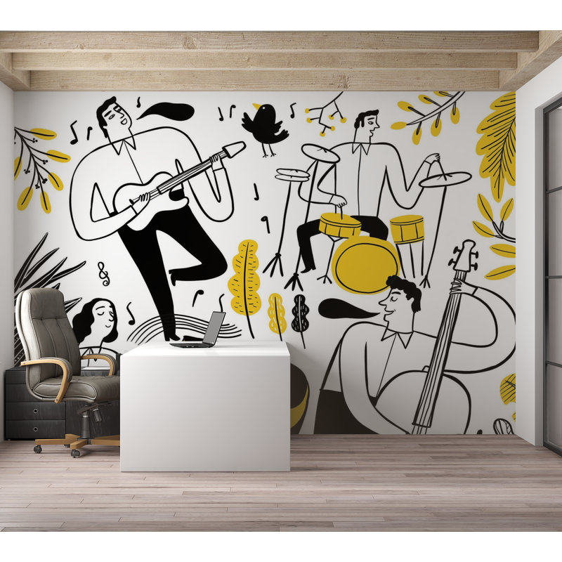 Papier peint de qualité supérieure - Jazz Band Fun, L 108 po x l 150 po