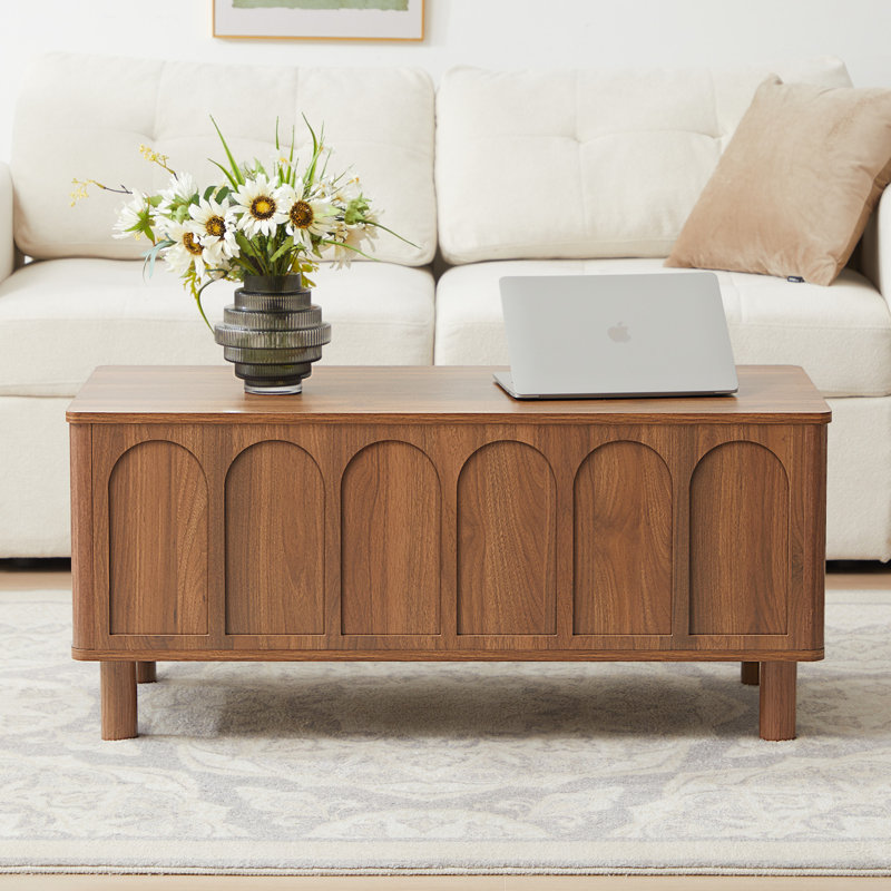 Table basse à plateau relevable l 39,37 po avec rangement, Noyer