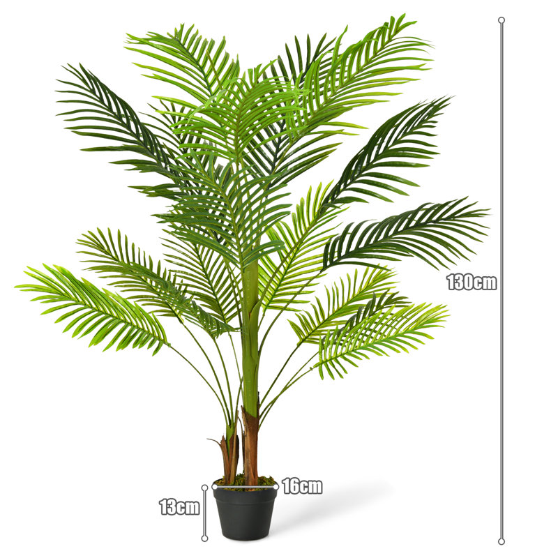 130cm Faux Palm Tree in Wood Planter