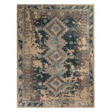 Distressed Homage Hand Knotted Wool Geometric Area Rug