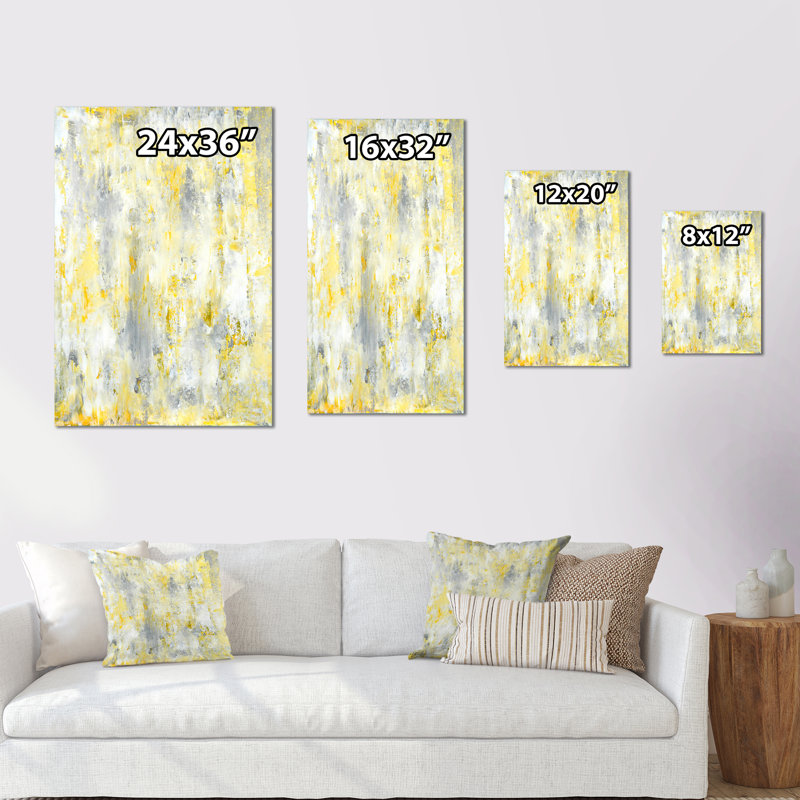 Gris et jaune, art moderne - reproduction d'art moderne et contemporaine sur toile, H 32 po x l 16 po x P 1 po, Toile tendue
