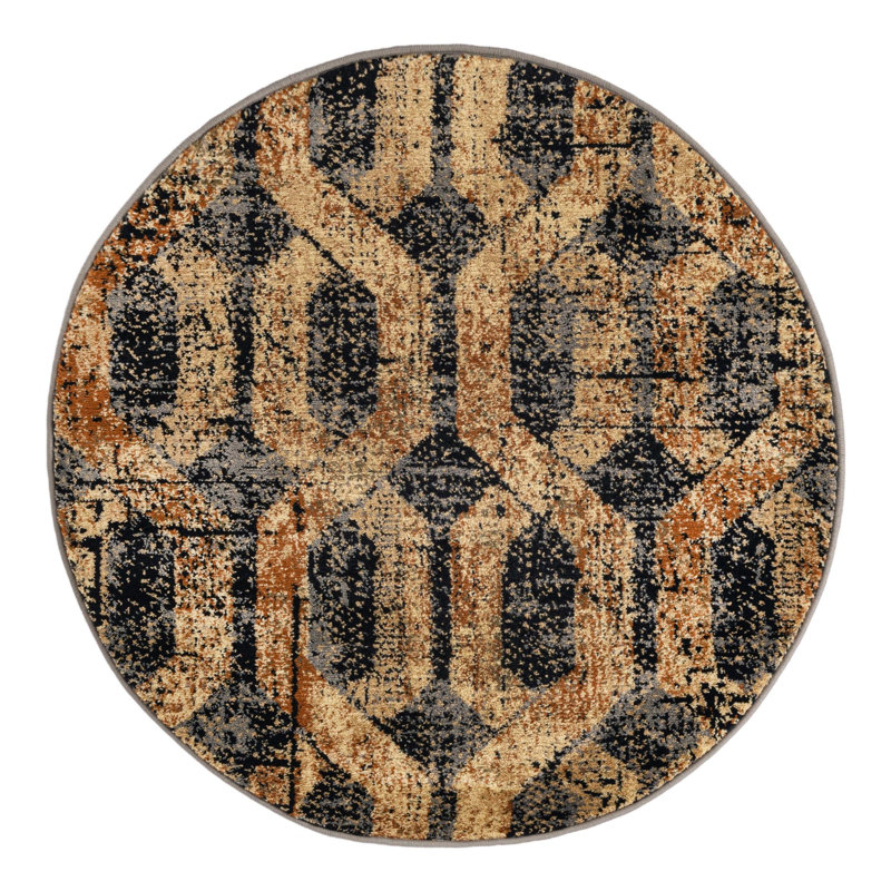 Geometric Indoor Rug, Round 3'3"