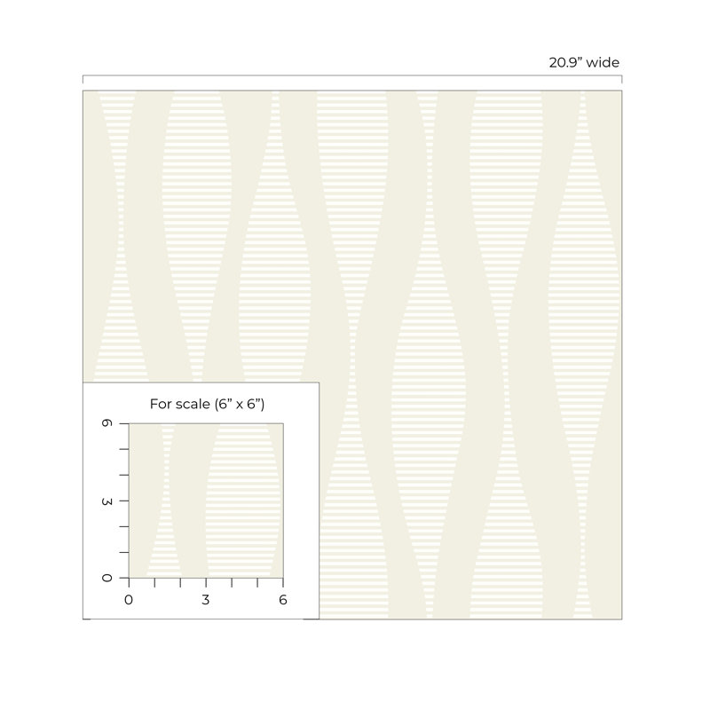 Papier peint non tissé Designs Oyster Harmony Ikat Waves, Crème, crème