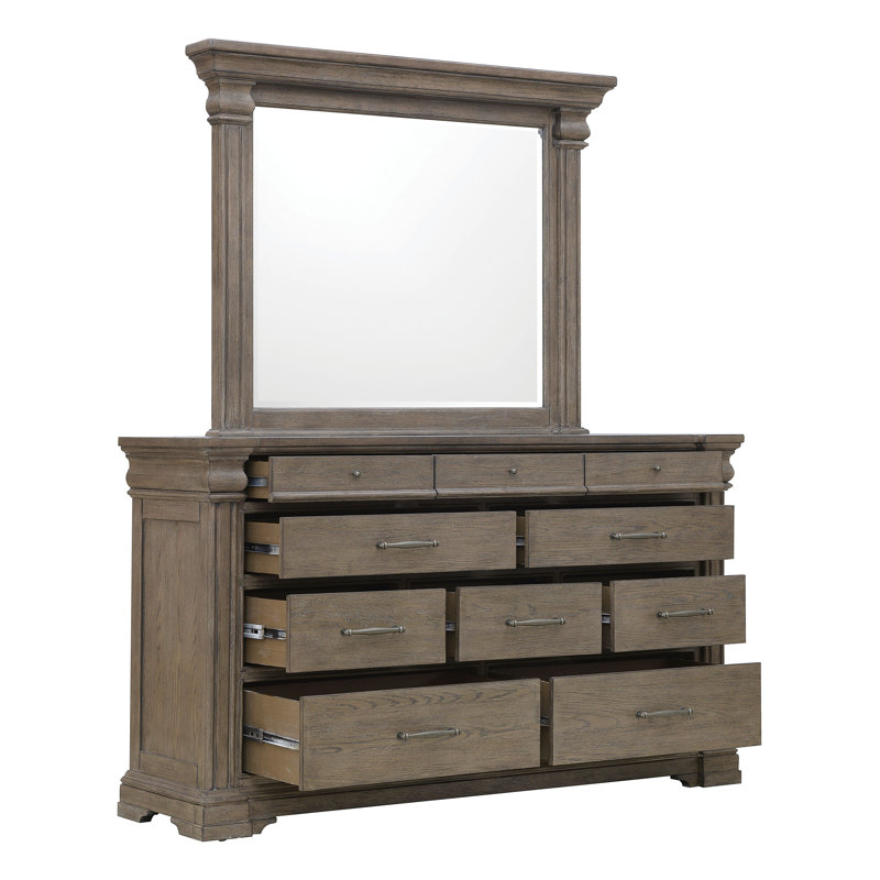 Commode 10 tiroirs avec miroir Gulshad