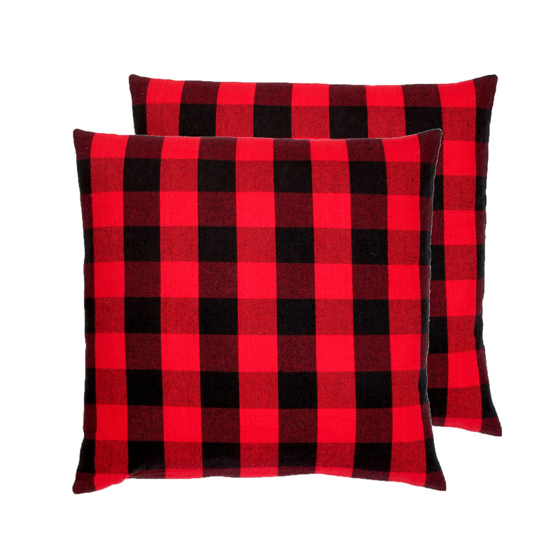 Housse et insert de coussin carré en coton Buffalo Check Check, L 18 po x L 18 po, Rouge, Polyester