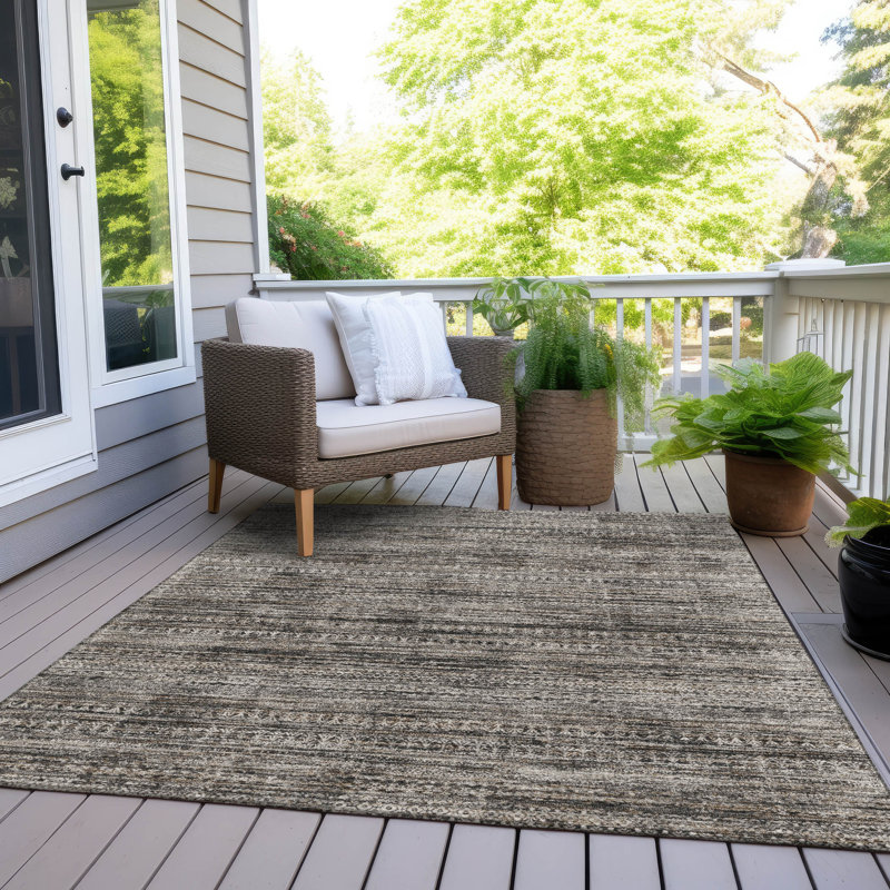 Tapis taupe Xhevrie intérieur / extérieur lavable à la machine, Rectangle 10 pi x 14 pi
