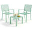 Ensemble bistro 3 pièces, chaises et table empilables, mobilier de patio en métal, balcon, vert-1916888128