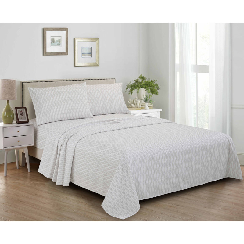 Ensemble de draps en microfibre de haute qualité Swift Home, Ensemble de draps pour lit simple avec 1 taie d'or, Floral blanc