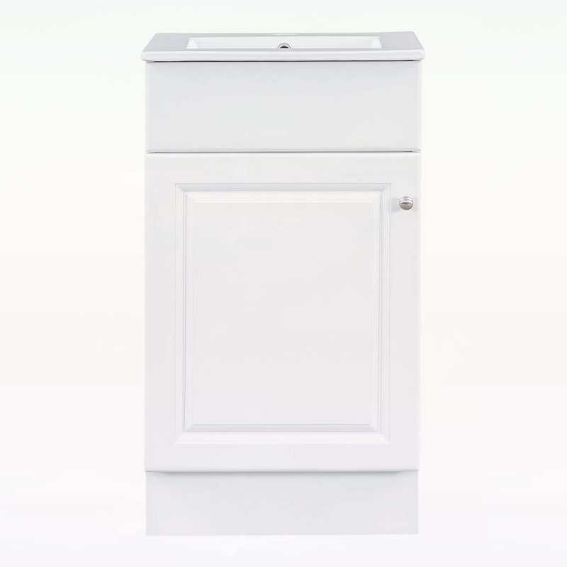 Meuble-lavabo sophistiqué avec rangement polyvalent et attrait élégant, Blanc, Argent argent