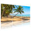 Palmiers, plage tropicale, palmiers, océan, ciel, sable, coucher de soleil, vibrations, ensemble de 3 impressions sur toile-999210026