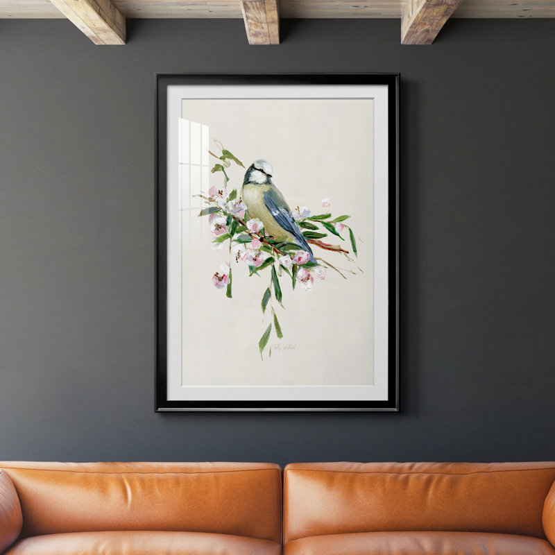 Spring Spring Blue Bird - peinture encadrée, H 26,5 po x l 36,5 po x P 1,5 po, Noir