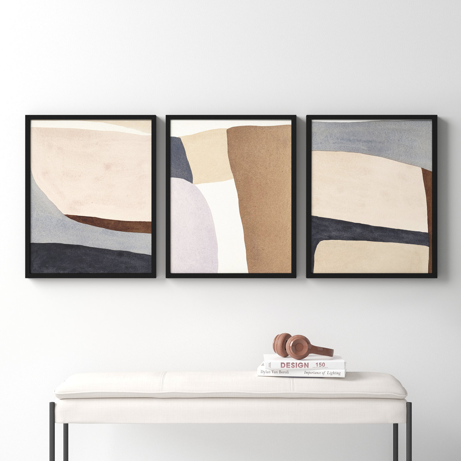 Divided "Divided by 3 in Blue" Print, 30" H x 72" W, Black