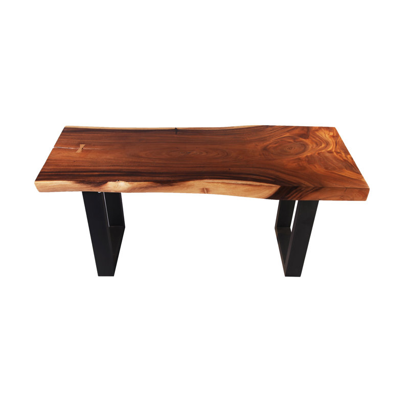 Solid Wood Top Metal Base Dining Table
