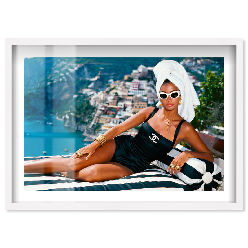 "Vacances Vibes II", reproduction d'art acrylique encadrée par Notoriart, cadre argenté, 24 x 16, H 17 po x l 25 po