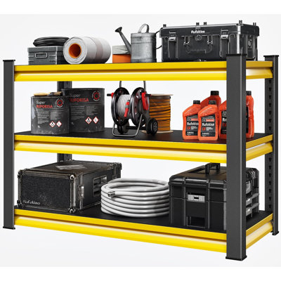 Étagère de garage robuste en métal réglable avec capacité de 1650 lb, support de rangement utilitaire à 3 niveaux pour un usage domestique et commercial