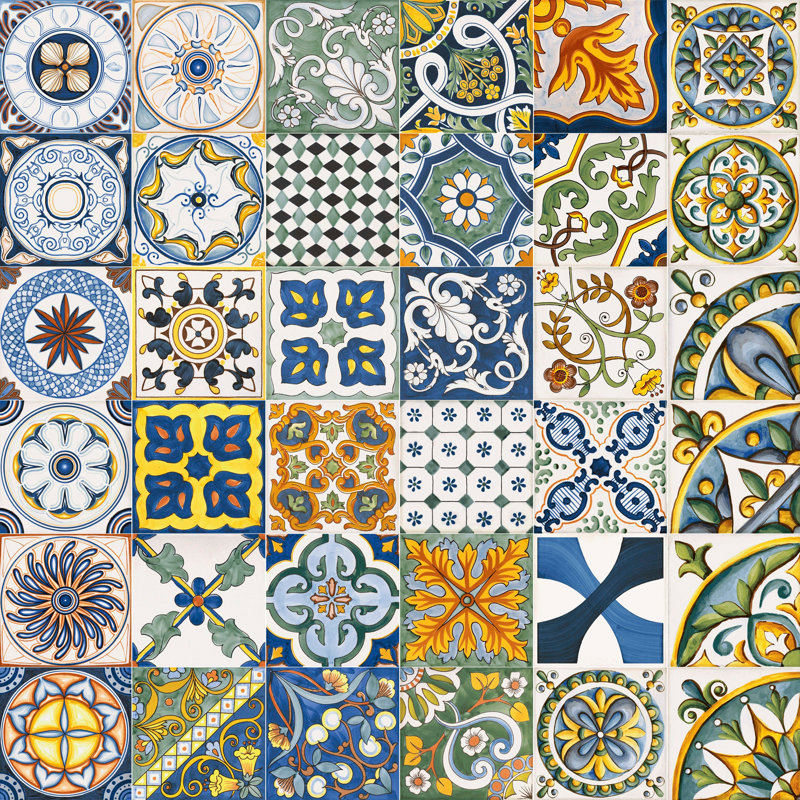 Vita Sole Mix 8" x 8" Encaustic Porcelain Wall & Floor Tile
