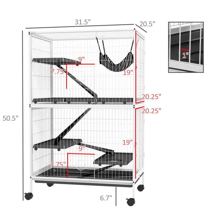 50 po H 5 petits animaux - blanc avec, 4 portes pour furets et chinchillas 50,5 po grande cage blanche, furets, chinchillas, ouverture de porte