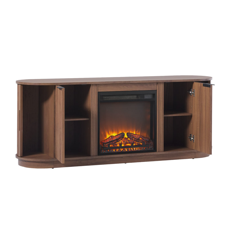 Meuble télé avec cheminée Draged, Moka, 60"