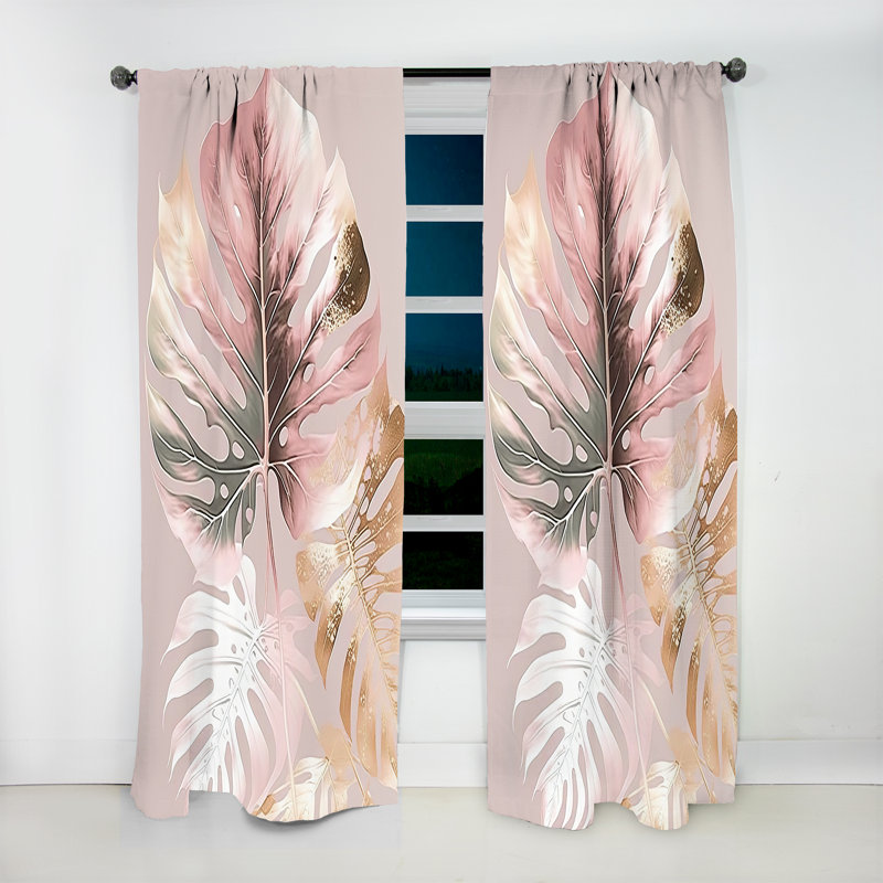 Mavis - Leaf I - Traditional Velvet Curtain - Room Darkening - 1 panel, 52" W x 120" L