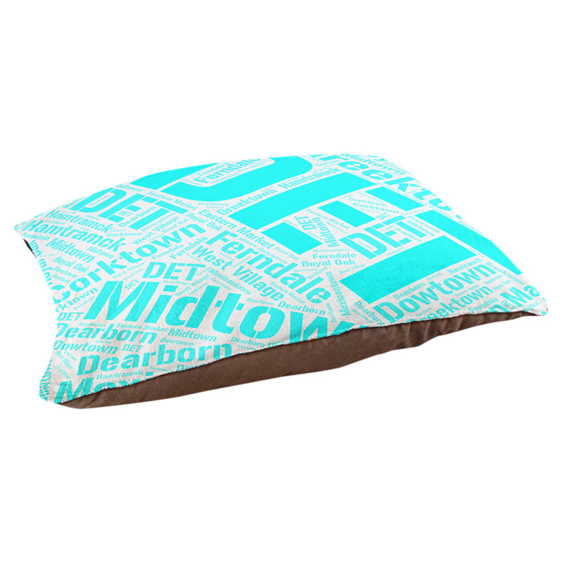Coussin de chien « districts », Très grand (H 17 po x l 50 po x P 40 po), Cyan, Détroit