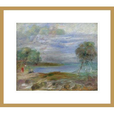 «Deux personnes au bord de l'eau» par Pierre-Auguste Renoir, impression giclée encadrée