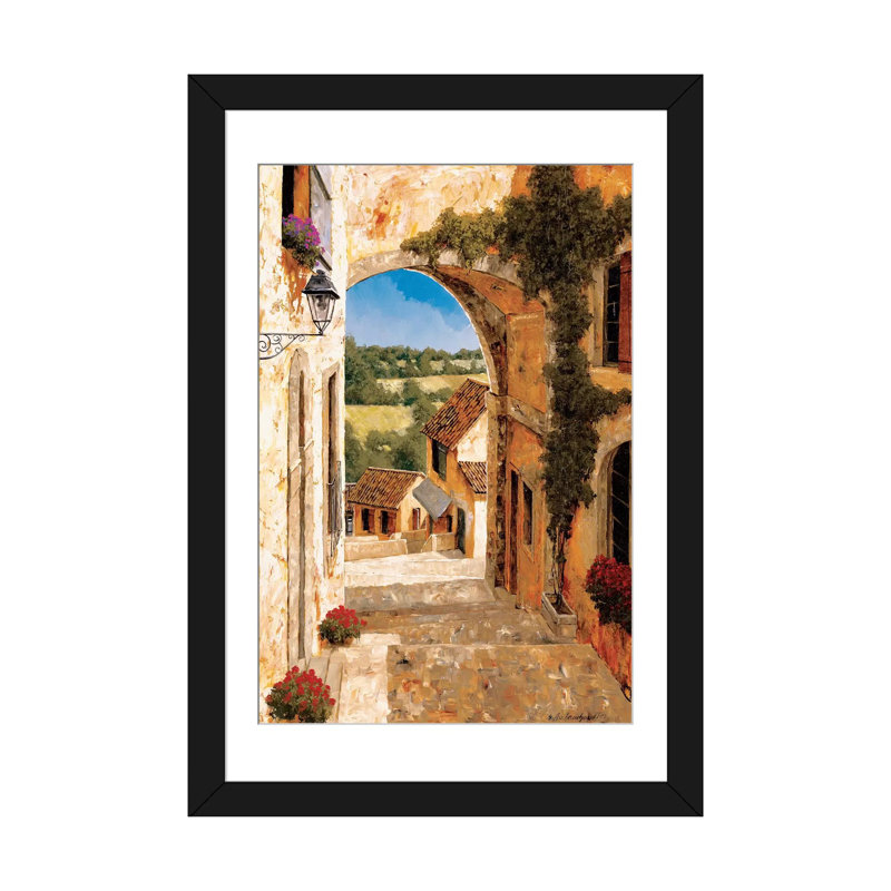 «Going Down to the Village», reproduction sur toile, H 24 po x l 16 po x P 1 po, Papier d'art encadré noir, Blanc