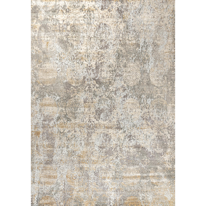 Handmade Silk and Wool Abstract Area Rug