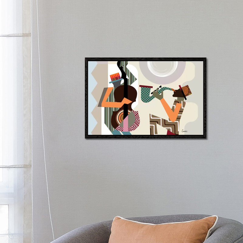 Jazz Quintet - Print on Canvas, Black Floater Framed, 45.72cm H x 66.04cm W x 3.81cm D
