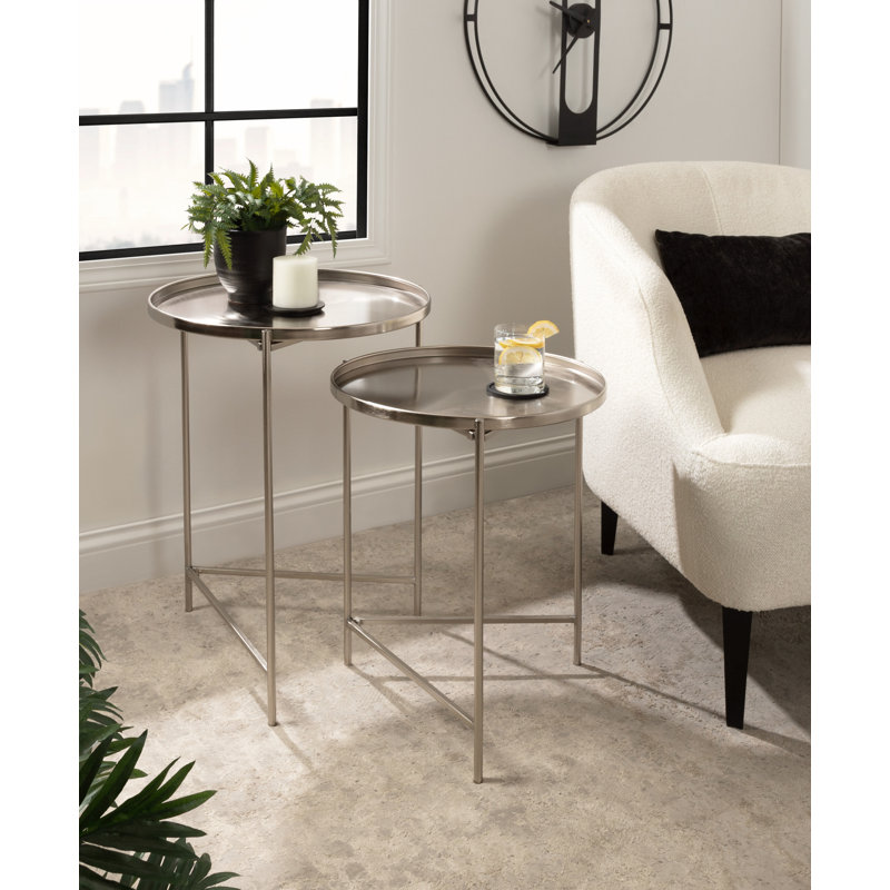 Gwynn Tray Top Nesting Tables, Silver Top/Silver Base