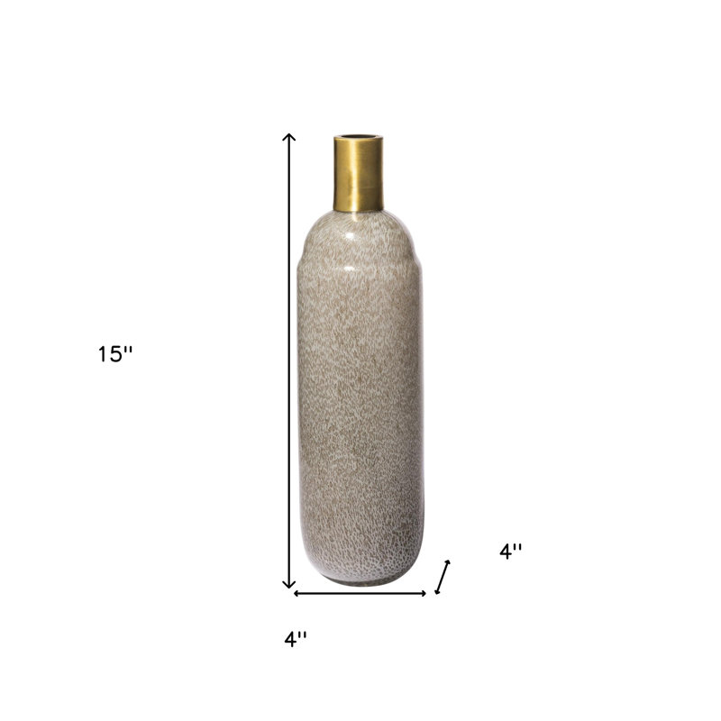 Vase en verre 15 "brun crème et doré