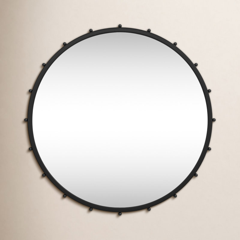 Weston Metal Round Mirror, Black, 43.7" x 43.7"