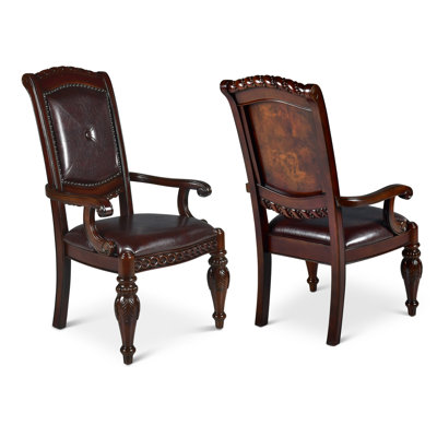 Audren 18'' H Tufted Genuine Leather Upholstered Armchair