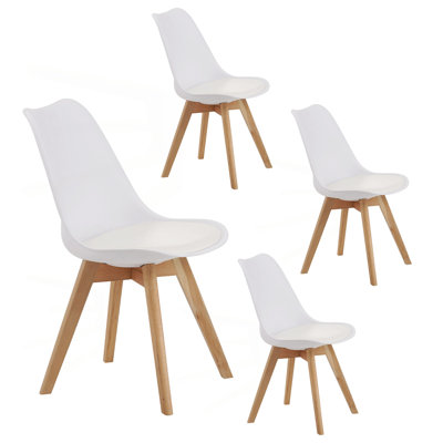 Ensemble de quatre chaises de salle à manger de style moderne et médiéval pour la cuisine et la salle à manger, avec pieds en bois