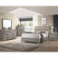 Cadre de grand lit contemporain avec tête de lit rustique gris vieilli et courbé, option de mobilier de chambre à coucher, matériau en bois, look moderne, pas de sommier tapissier requis, plateforme à installation rapide pour une utilisation au fini design,