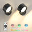 Paquet de 2 appliques murales sans fil à DEL RVB Lightbiz - 3000 mAh, télécommande à intensité variable, 3 couleurs, rotation magnétique à 360 °