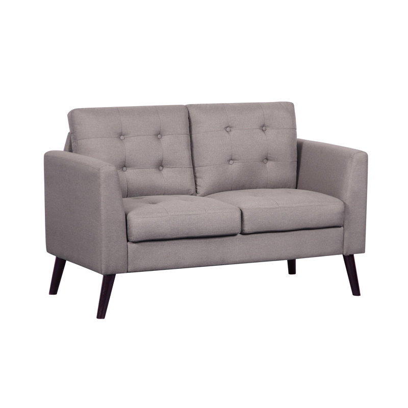 55.9" Linen Square Arm Loveseat, Light Brown