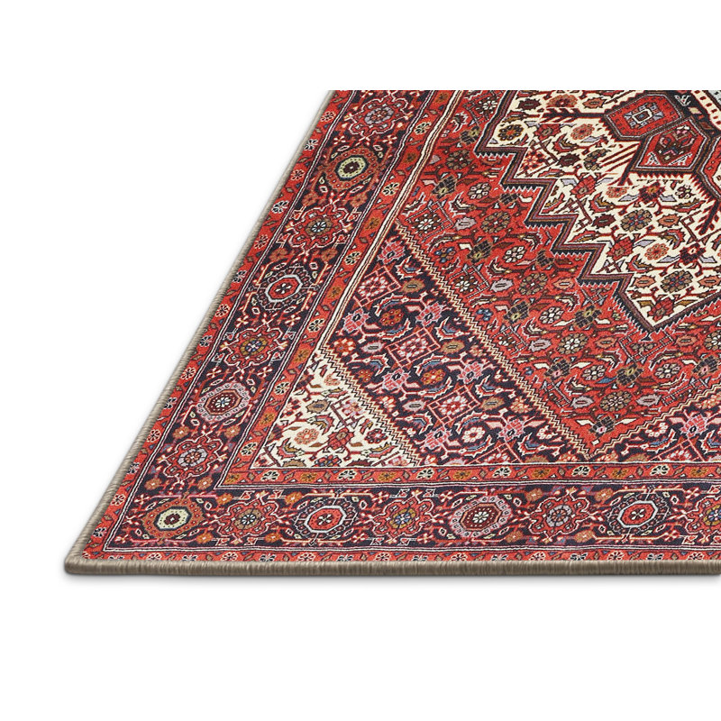 Tapis oriental en laine rouge / beige Lernig, Rectangle 7 pi x 10 pi