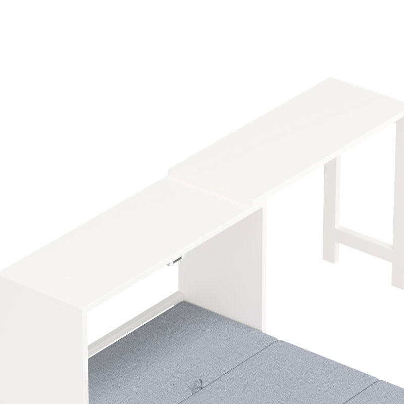 Lit armoire simple avec bureau flexible et coussin pliable de couleur blanche, convient aux chambres d'amis de petits espaces, coussin ajustable de commode facile à monter, superbes espaces polyvalents, fabrication