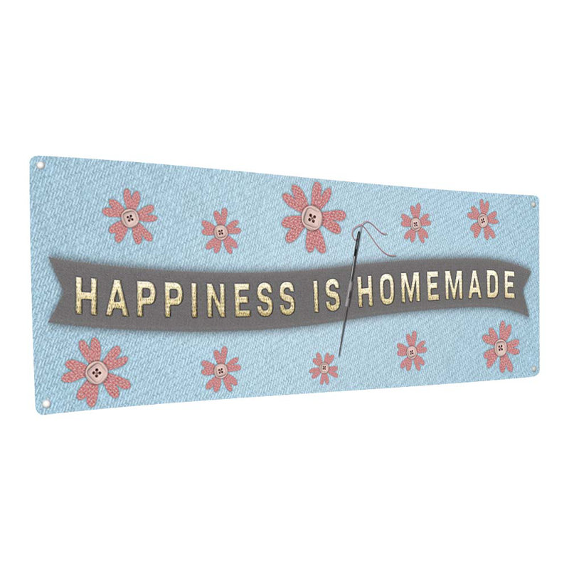 «Happiness Is Hommade Metal» sur métal, H 5,75 po x l 15,5 po