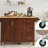 Kitchen Island with Drop Leaf Countertop, Rolling Kitchen Island Cart , Barn Door Kitchen Island Table with Storage Cabinet and Tower Rack, Island Table On Wheels for Kitchen, Retro Brown-2106763191