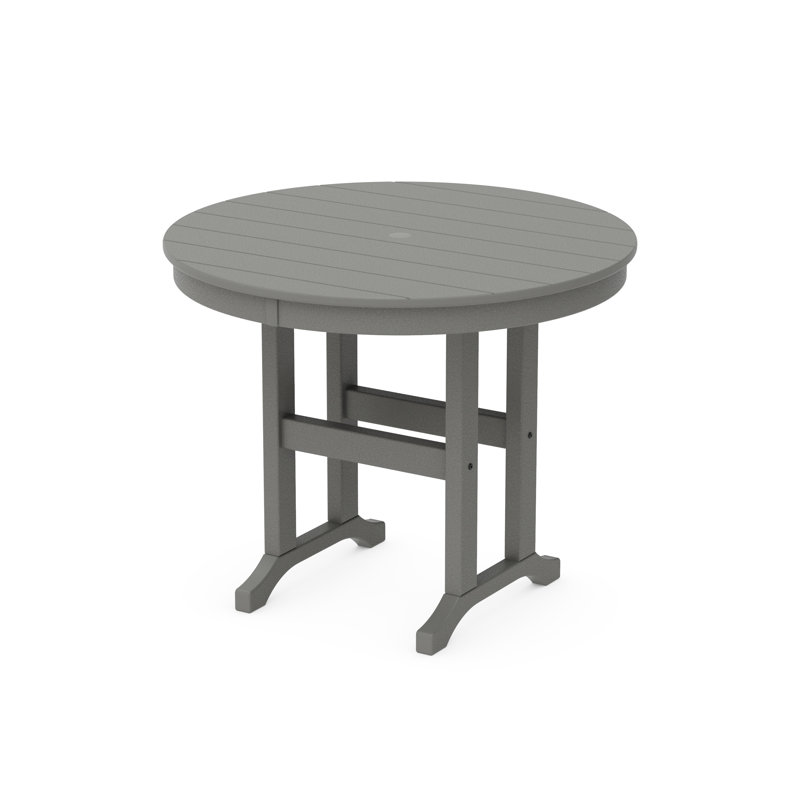 POLYWOOD Round Farmhouse Dining Table, 36", Slate Gray