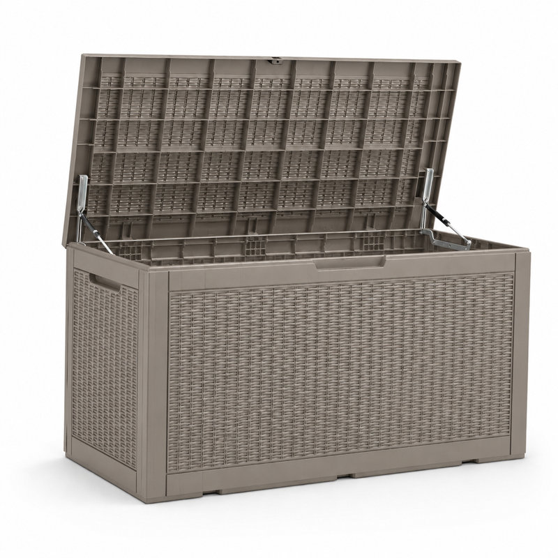 120 Gallons Resin Lockable Deck Box, Gray