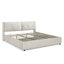 Très grand lit plateforme tapissier hydraulique avec tête de lit intégrée, tissu chenille, beige-129523241
