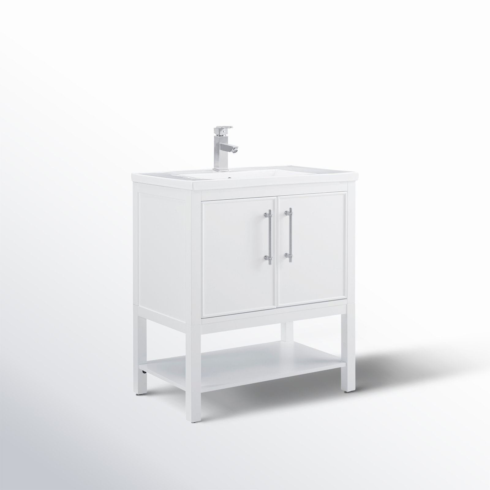 Jewell 30'' Single Bathroom Vanity, White/Brushed Nickel
