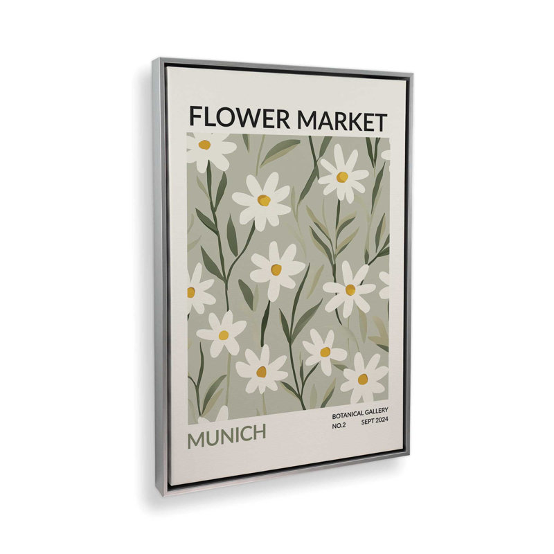 Marché aux fleurs de Munich, Cadre flottant en chrome poli, H 48,75 po x l 32,75 po