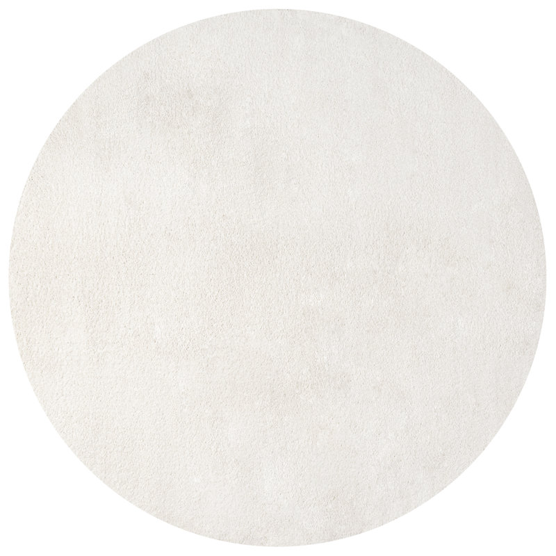 Arcie Solid Low-Pile Ivory Rug, Round 6'2"