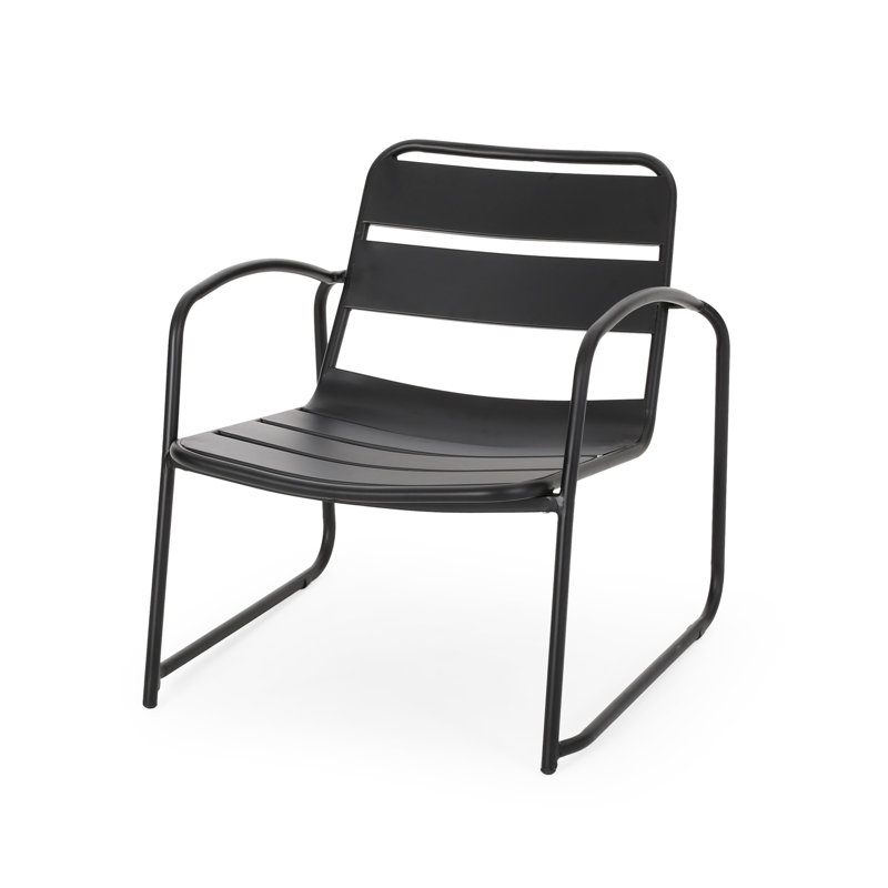 Matte Black Iron Patio Chair , Enhancing Backyard & Area, 25.43"h X 24.59"d, 13.39 Lb Chair: Iron, Transforming Look Of Patio, 25.43 In. Height,